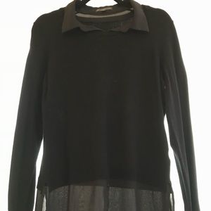 Black sweater with chiffon details